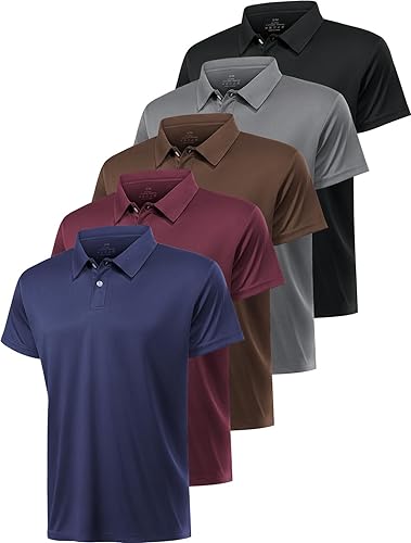 Photo 1 of (similar to stock photo) 5 Pack Polo Shirts for Men Dry Fit Short Sleeve Golf T-Shirt Moisture Wicking Collared Casual Work Tops
