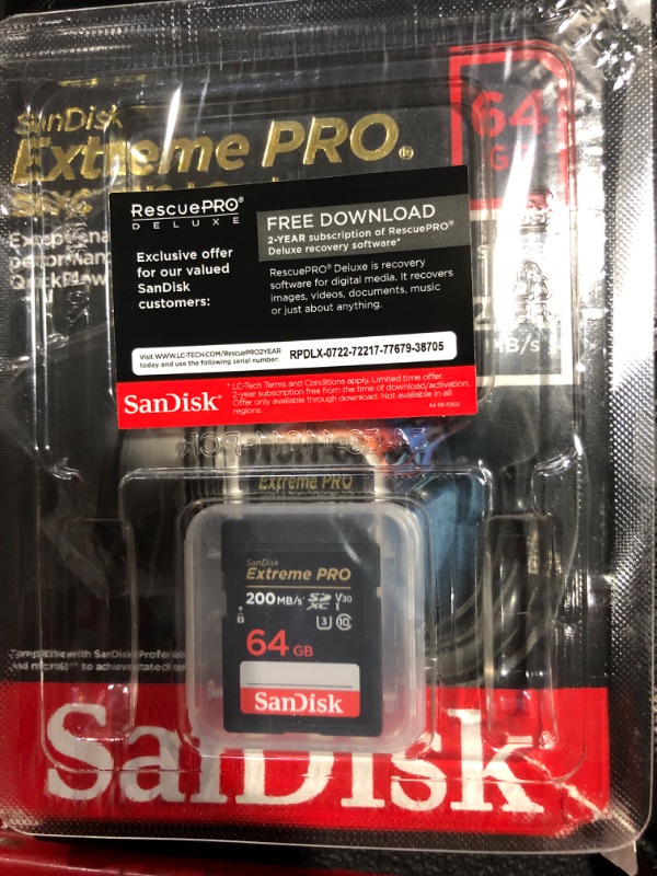 Photo 2 of [Older Version] SanDisk 64GB Extreme PRO SDXC UHS-I Card - C10, U3, V30, 4K UHD, SD Card - SDSDXXY-064G-GN4IN 64GB Card Only