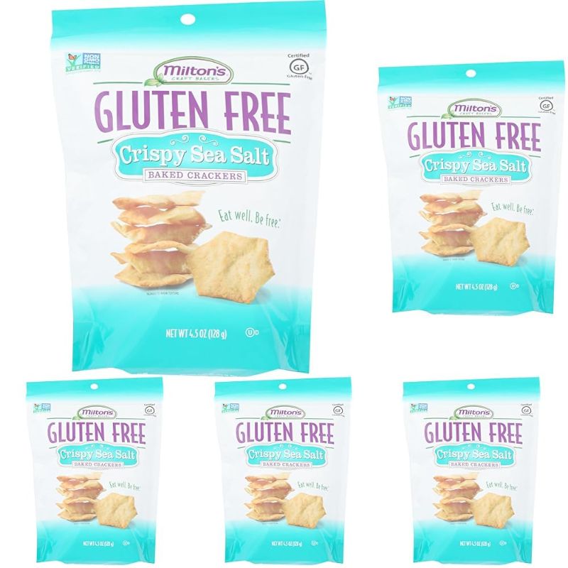 Photo 1 of (Non Refundable) Milton's Craft Bakers Gluten Free Crispy Sea Salt Crackers - Baked Sea Salt Crackers, Non-GMO Project Verified, Kosher, Certified Gluten Free Sea Salt Snack, 5 Grains In Every Bite - 4.5 Oz