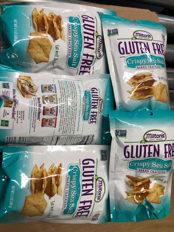 Photo 2 of (Non Refundable) Milton's Craft Bakers Gluten Free Crispy Sea Salt Crackers - Baked Sea Salt Crackers, Non-GMO Project Verified, Kosher, Certified Gluten Free Sea Salt Snack, 5 Grains In Every Bite - 4.5 Oz