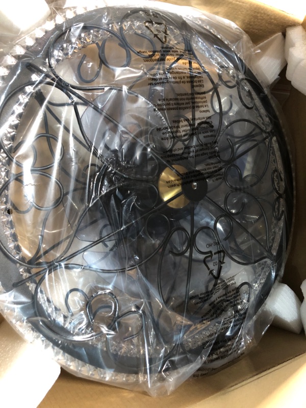 Photo 1 of NORFOLK 20'' Low Profile Ceiling Fans with Lights and Remote, Flush Mount Modern Lighting Fan, Bladeless Caged Fandelier, 6 Speeds and 3 Colors LED Black