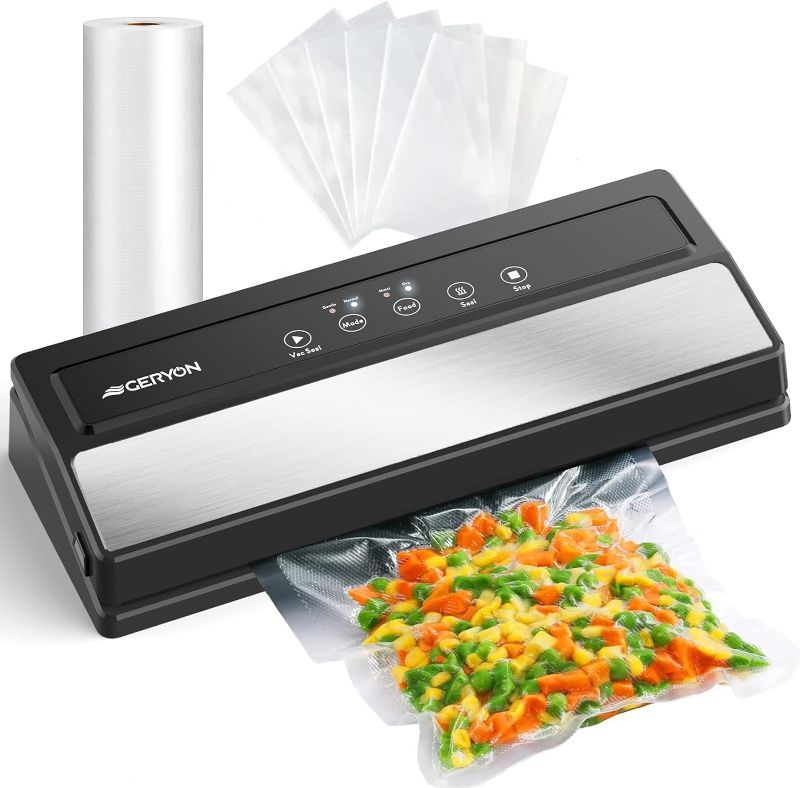 Photo 1 of  (READ FULL POST) GERYON Vacuum Sealer, Automatic Food Vacuum Sealer Machine, Dry & Moist Food Modes | LED Indicator Lights | Easy-to-Clean | Compact Starter Kit | Ideal for Food Saver Sous Vide, Not for Jars/Cans

