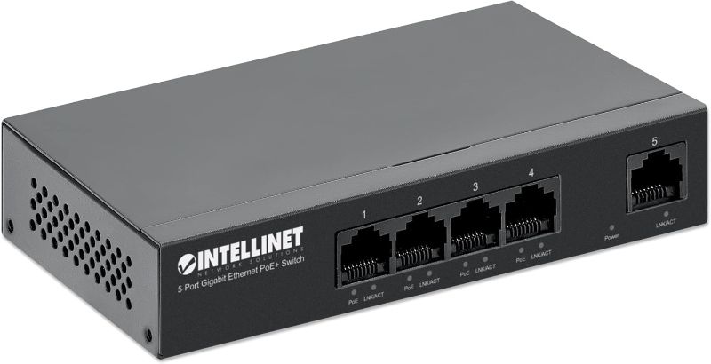 Photo 1 of 
Intellinet 5-Port Gigabit Ethernet Poe+ Switch – 4 Poe+ Ports @40W Budget, Power Output up to 30W Per Port - 10Gbps Switching Capacity, Unmanaged, Wall Mountable, Fanless – 3 Yr Mfg Warranty - 561792
