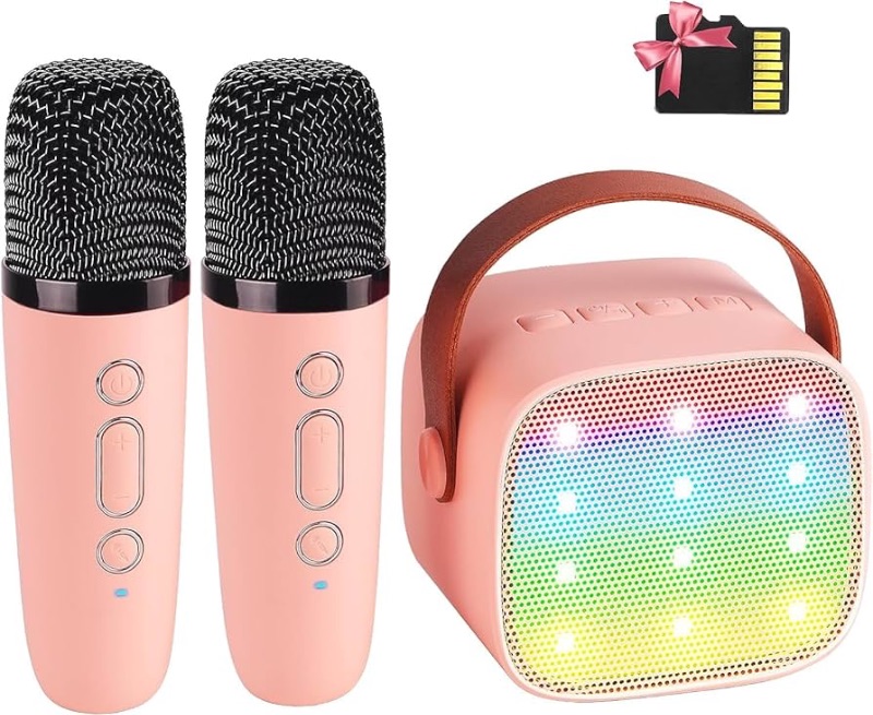 Photo 1 of (READ FULL POST) Mini Karaoke Machine for Kids Adults, Portable Bluetooth Speaker with 2 Wireless Microphones,18 Pre-Loaded Songs Toys Birthday Gifts for Girls 4, 5, 6, 7, 8+ Years Old Toddler Teens (Lightpink)