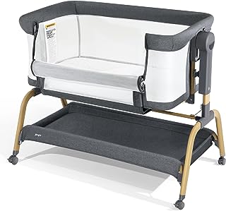 Photo 1 of 3 in 1 Baby Bassinet, Rocking Bassinet with Storage Basket and Wheels, Adjustable Height Bassinet Bedside Sleeper, Easy Folding Portable Crib for Newborn