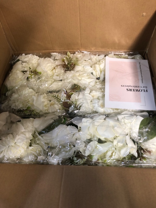 Photo 1 of BLOSMON Wedding Dining Table Flower Centerpiece Arch Silk Rose Flower Arrangement 6 Pcs White Table Runner Sweetheart Table Reception Decorations Artificial Centerpiece Kitchen Living Room Decor White 6