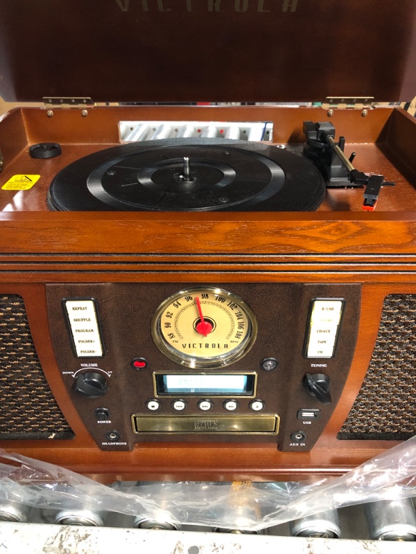 Photo 1 of Victrola Aviator 8-in-1 Bluetooth Record Player & Multimedia Center with Built-in Stereo Speakers - 3-Speed Turntable, Vinyl to MP3 Recording, Wireless Music Streaming, Mahogany Espresso