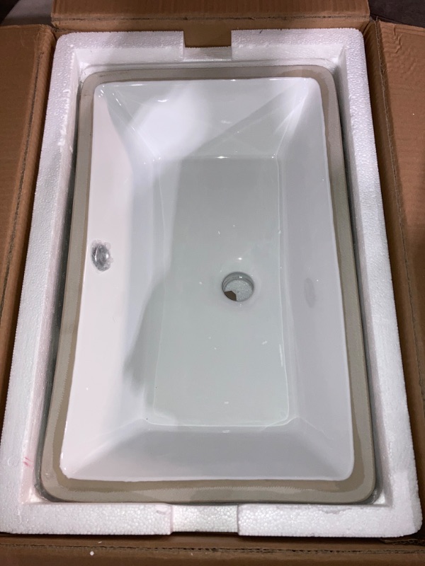 Photo 2 of (READ FULL POST) Undermount Bathroom Sink - Sarlai 21 x 13 inch Rectangular Vessel Sink Undermount Sink Modern White Ceramic Rectangle Sink, Vanity Sink Art Basin with Overflow 21"x13"