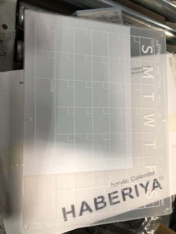 Photo 1 of Haberiya Magnetic Acrylic Calendar for Fridge, 2pcs Clear Dry Erase Board for Refrigerator, Unique Layout Monthly Weekly Calender Menu Planning Boards with 6 Strong Magnet/6 Markers (15.75x12 Inches)