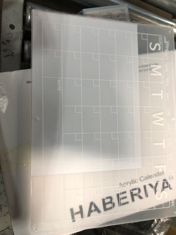 Photo 1 of Haberiya Magnetic Acrylic Calendar for Fridge, 2pcs Clear Dry Erase Board for Refrigerator, Unique Layout Monthly Weekly Calender Menu Planning Boards with 6 Strong Magnet/6 Markers (15.75x12 Inches)