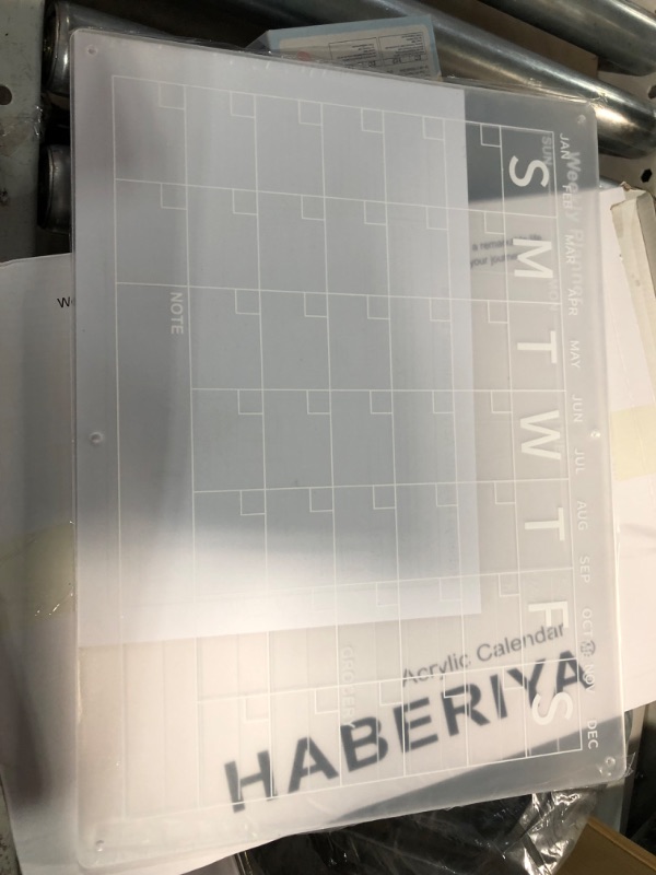 Photo 1 of Haberiya Magnetic Acrylic Calendar for Fridge, 2pcs Clear Dry Erase Board for Refrigerator, Unique Layout Monthly Weekly Calender Menu Planning Boards with 6 Strong Magnet/6 Markers (15.75x12 Inches)