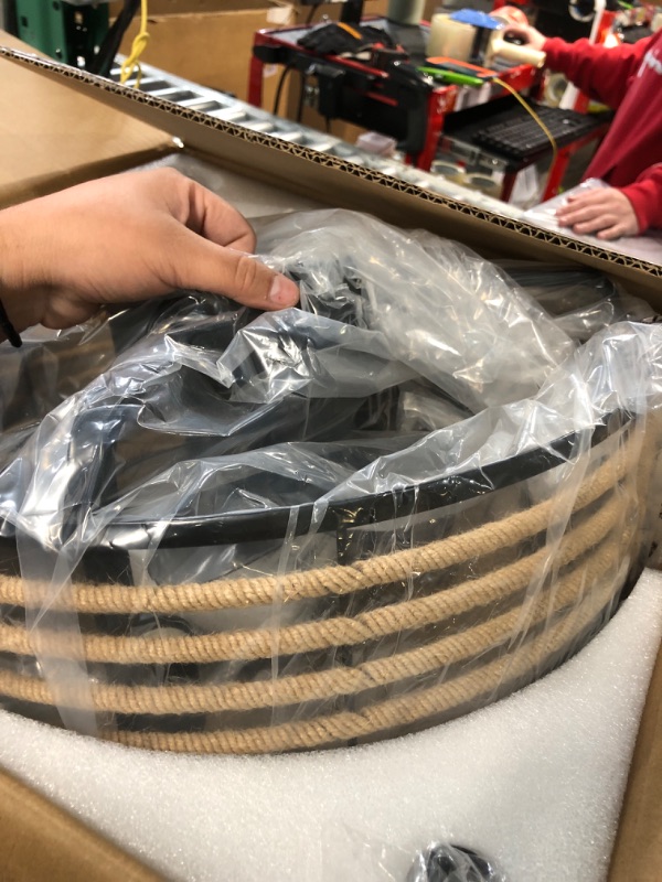 Photo 1 of Boho Caged Ceiling Fan with Light Fandelier Rattan Bladeless Ceiling Fan Farmhouse Light Fixture Chandelier Fan for Bedrooms Dining Room Living Room Entryway Boho_E12 bulb