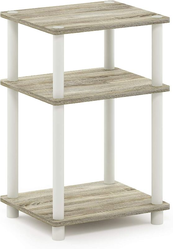 Photo 1 of **READ NOTES BELOW**Furinno Just 3-Tier Turn-N-Tube End Table / Side Table / Night Stand / Bedside Table with Plastic Poles, 1-Pack, Sonoma Oak/White