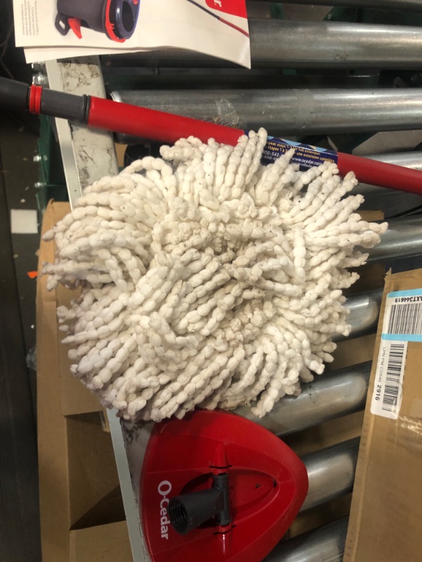 Photo 3 of ***HEAVILY USED AND DIRTY***
O-Cedar EasyWring Microfiber Spin Mop, Bucket Floor Cleaning System, Red, Gray