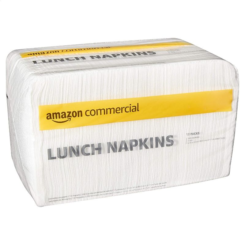 Photo 1 of **MISSING 2 PACKS**
AmazonCommercial 1-Ply White Lunch Napkins (SOFI-067)|Bulk |250 Napkins per Pack (12 Packs)