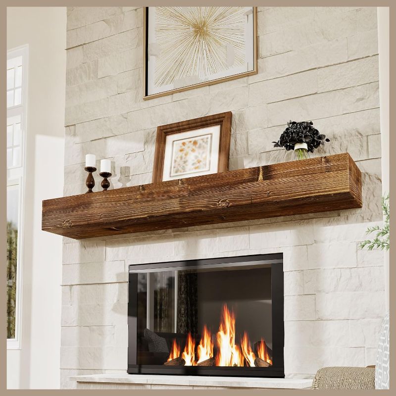 Photo 1 of ***USED - SCRATCHED - NO PACKAGING - HARDWARE MISSING***
Fireplace Mantel - Wall-Mounted Mantles for Over Fireplace - Farmhouse Fireplace Mantle Shelves - Handcrafted Wood Fireplace Mantels - Floating Fireplace Mantel 72 X 8 X 5 - Rustic Traditional