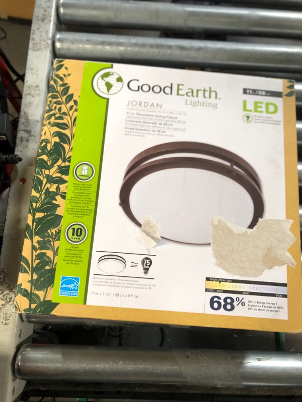 Photo 2 of Good Earth Lighting Jordan 1-Light Bronze LED Flush Mount Light ENERGY STAR
