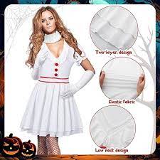 Photo 1 of *STOCK PIC FOR REFERENCE*
Hercicy 4 Pcs Halloween Clown Costume, Dress with Lace Necklace Scrunchie Gloves Fishnet Stockings - Small