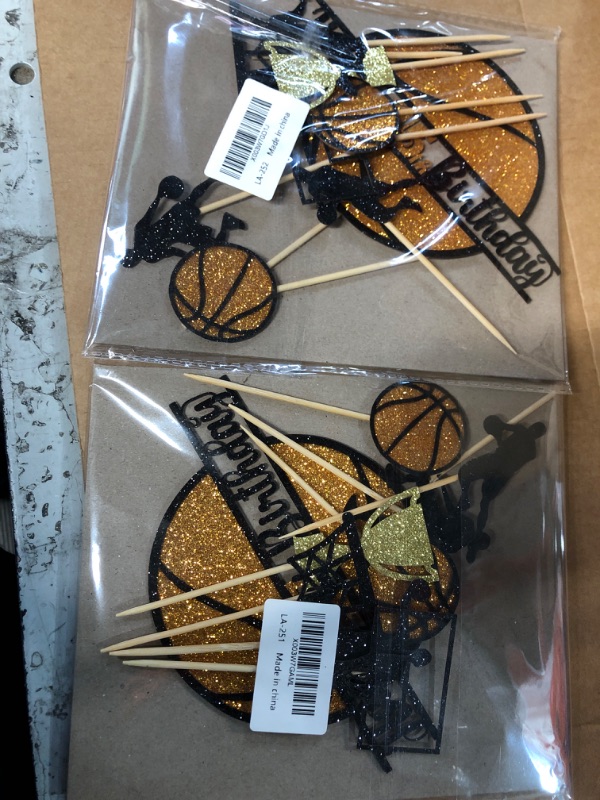 Photo 2 of *SET OF 2* 9 PCS Basketball Happy 14th Birthday Cake Topper