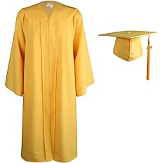 Photo 1 of Matte Graduation Cap and Gown 2024 Set with Tassel for High School & College- YELLOW
