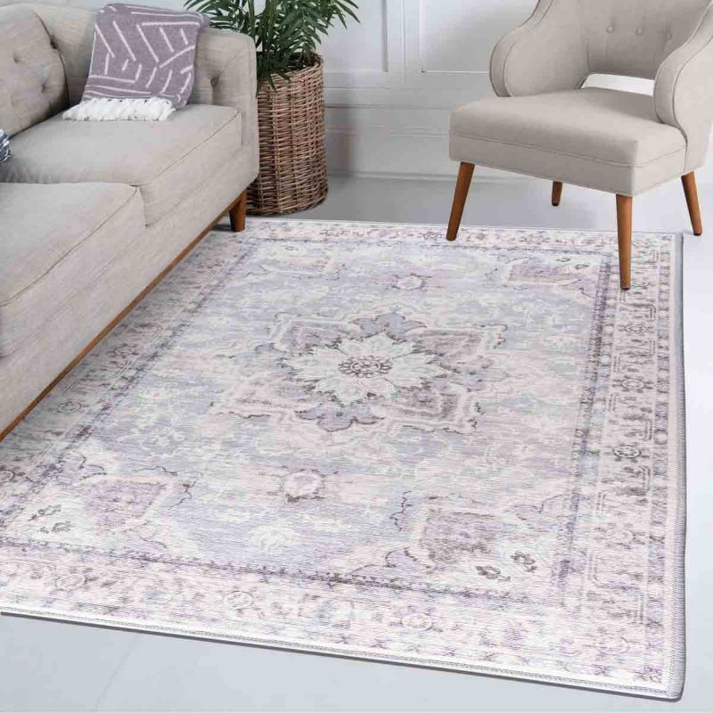 Photo 1 of ***USED - DIRTY - NO PACKAGING***
Vernal Sierra Machine washable, Non Shedding, Non Slip Area Rug for Living Room, Bedroom, Dining Room, Hallway, Kitchen, Pet Friendly, Grey/Blue/White, 5' X 7' Feet