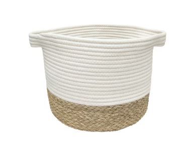 Photo 1 of 6PCS allen + roth Rope and sea grass 12-in W x 9.5-in H x 12-in D Beige and Natural Sea Grass Baskets PACK OF SIX