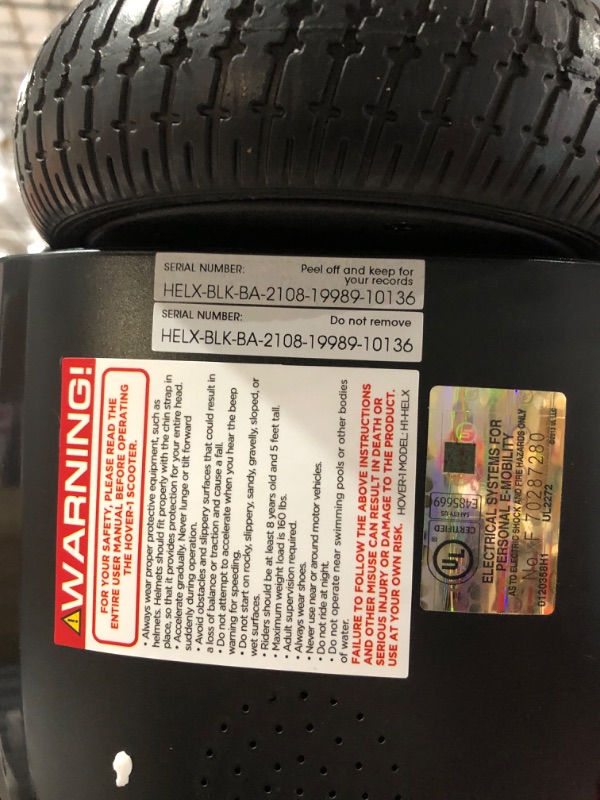 Photo 1 of ***NONREFUNDABLE - NOT FUNCTIONAL - FOR PARTS ONLY - SEE COMMENTS***
Hover-1 Helix Electric Hoverboard | 7MPH Top Speed, 4 Mile Range, 6HR Full-Charge, Built-In Bluetooth Speaker, Rider Modes: Beginner to Expert