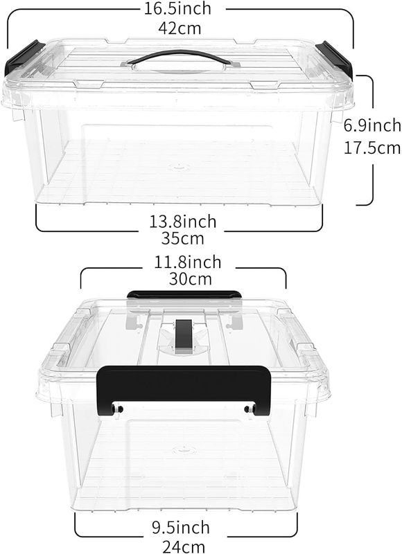 Photo 1 of ***BUNDLE OF 2 NON-REFUNDABLE***
16Qt*2 Plastic Storage Bins, Lidded Tote Storage Box with Handle, Stackable