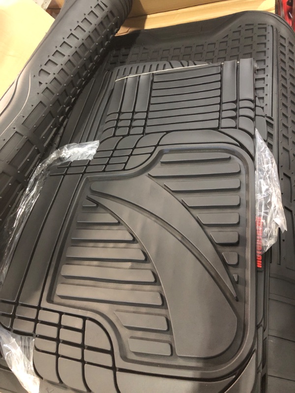 Photo 3 of Motor Trend FlexTough Advanced Black Rubber Car Floor Mats with Cargo Liner Full Set