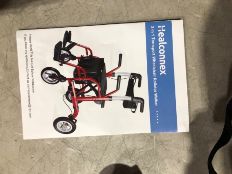 Photo 2 of ***USED - MISSING ONE OF THE FOOTRESTS - NO PACKAGING***
2 in 1 Rollator Walker for Seniors-Medical Walker with Seat,Folding Transport Wheelchair Rollator with 10" Big Pneumatic Rear Wheels,Reversible Soft Backrest and Detachable Footrests