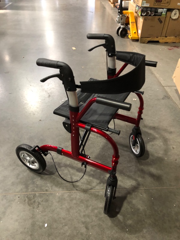 Photo 4 of ***USED - MISSING ONE OF THE FOOTRESTS - NO PACKAGING***
2 in 1 Rollator Walker for Seniors-Medical Walker with Seat,Folding Transport Wheelchair Rollator with 10" Big Pneumatic Rear Wheels,Reversible Soft Backrest and Detachable Footrests