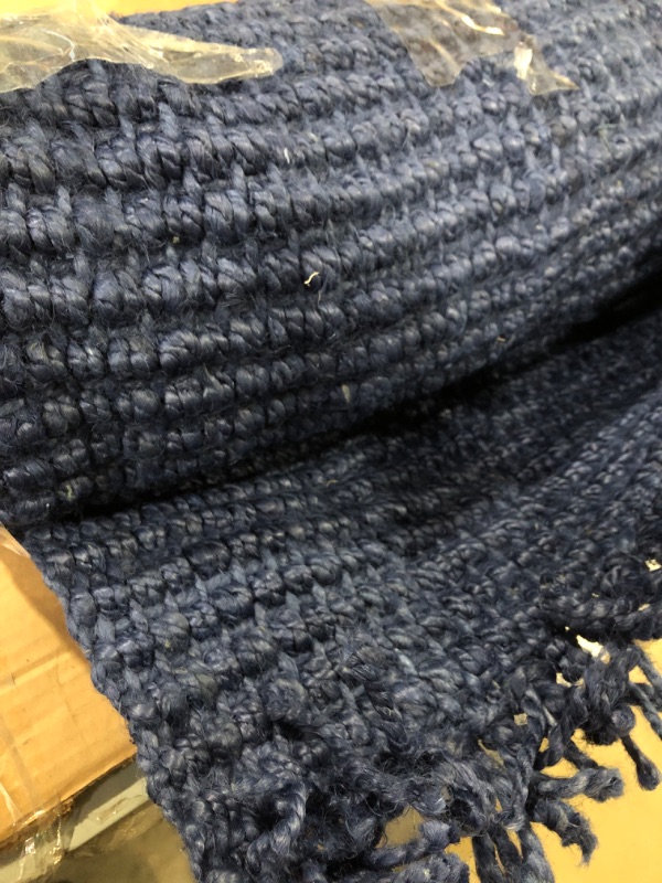 Photo 3 of ***USED - DIRTY - NO PACKAGING***
nuLOOM Hand Woven Chunky Natural Jute Farmhouse Area Rug, 6' x 9', Navy Blue 6' x 9' Navy Blue[