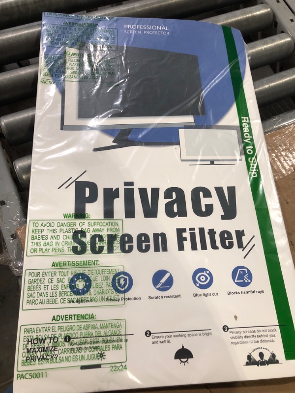 Photo 2 of [2023 New] Fully Removable 24 Inch Privacy Screen Filter for 16:9 Widescreen Computer Monitor,Desktop PC,Eye Protection Anti Glare Blue Light Filter Privacy Shield,Anti Spy Screen Protector Film 24 In 24 Inch (Diagonal) - 16:9 Aspect Ratio