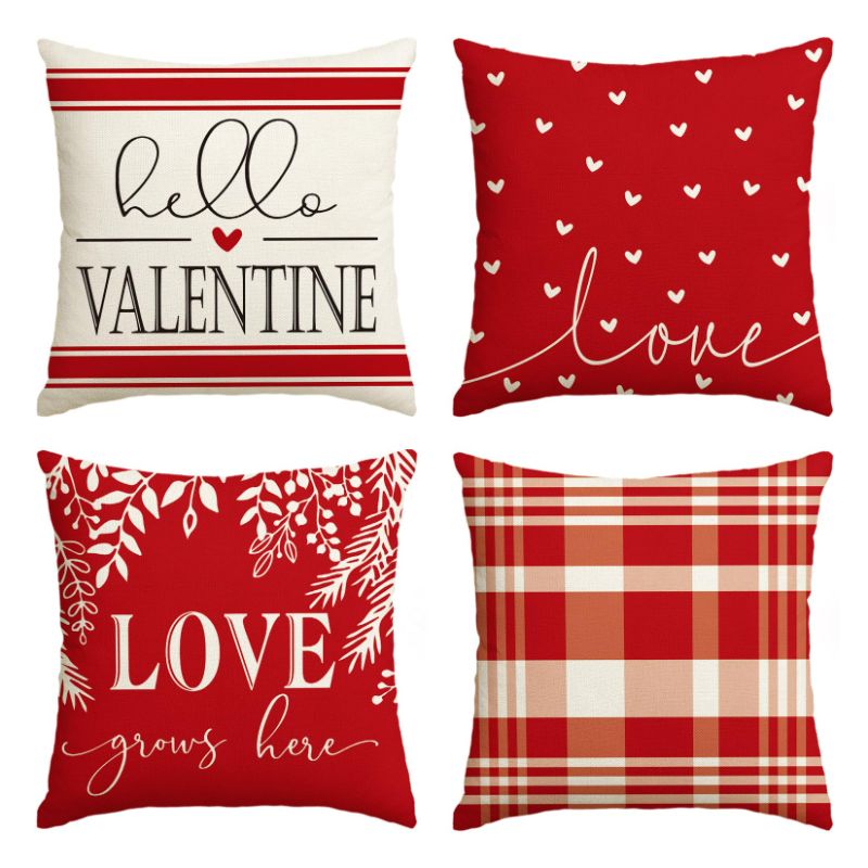 Photo 1 of ****BUNDLE PACK OF 2 NON-REFUNDABLE****
AVOIN colorlife Valentine's Day Red and White Love Throw Pillow Covers, Set of 4 Red 20" x 20"
