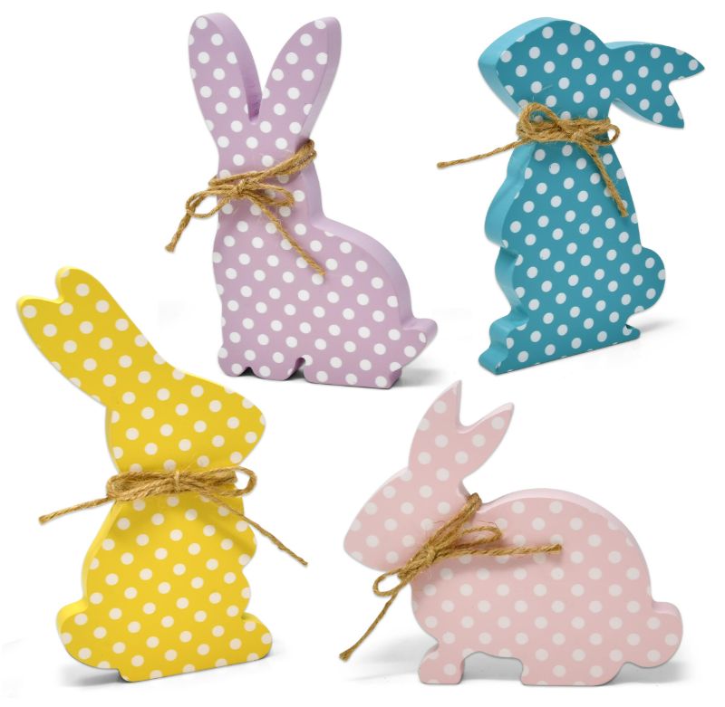 Photo 1 of ****BUNDLE PACK OF 2 NON REFUNDABLE****
Gift Boutique Easter Bunny Table Decoration Centerpiece 4 Designs Decorative Wooden Spring Shaped Pastel Bunnies Rabbit Table Top Sign Decor Wood Tabletop for Office Dining Room Party Supplies Polka Dots