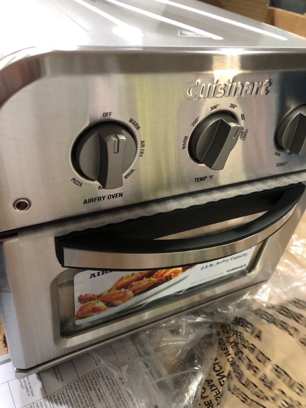 Photo 2 of ** DAMAGED READ NOTES**Cuisinart TOA-26 Compact Airfryer Toaster Oven, 1800-Watt Motor with 6-in-1 Functions and Wide Temperature Range, Large Capacity Air Fryer with 60-Minute Timer/Auto-Off, Stainless Steel Compact Airfryer Oven Stainless Steel