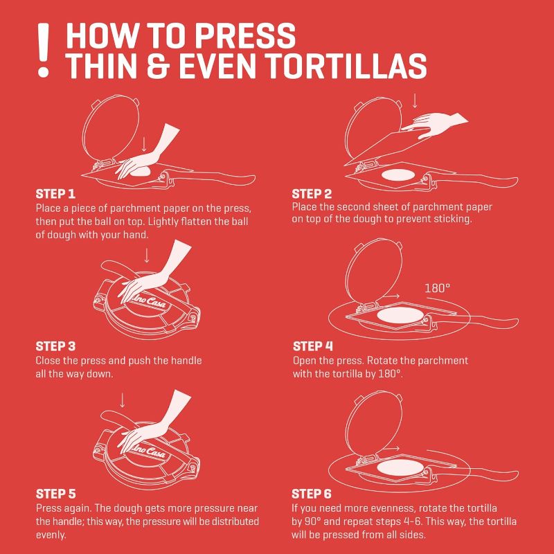 Photo 3 of (READ FUL POST) Uno Casa Tortilla Press 12 Inch Cast Iron - Heavy Duty 12 Inch Tortilla Press. Large Tortilla Press with 50 Parchment Papers - Tortilleras Mexicanas Para Hacer Tortillas