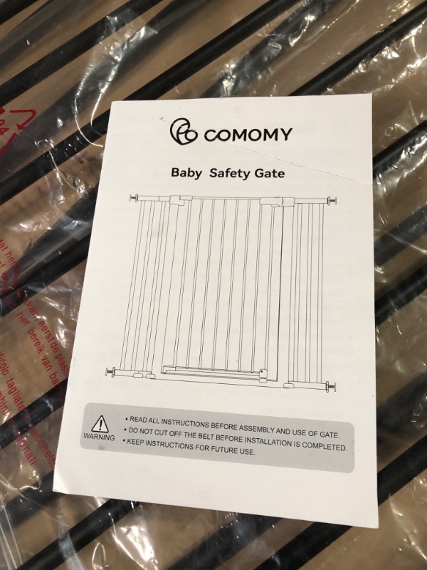 Photo 3 of COMOMY 36" Extra Tall Baby Gate for Stairs Doorways, Fits Openings 29.5" to 48.8" Wide, Auto Close Extra Wide Dog Gate for House, Pressure Mounted Easy Walk Through Pet Gate with Door, Black