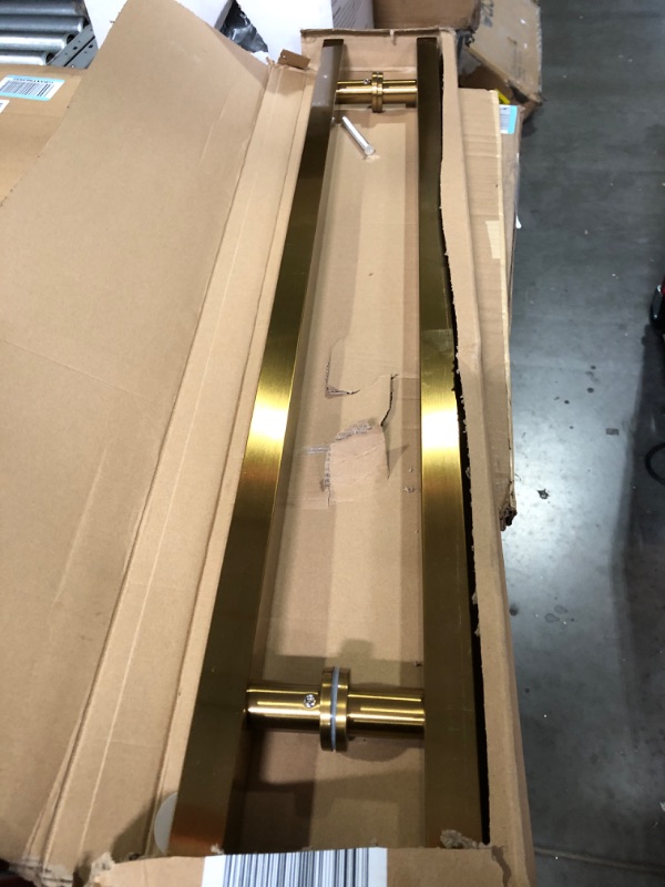 Photo 2 of LVYIHAN 36 inch Round Stainless Steel Door Pull Push Handle Double Sided, French Sliding Barn Door Handle, H Shape Commercial Door Pull Handles, Gold 36inch / 90cm Gold