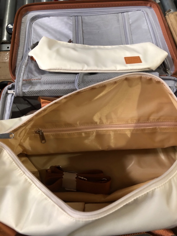 Photo 3 of LUGGEX Carry on Luggage Sets 4 Piece - 100% Polycarbonate Expandable Hard Suitcases with Wheels - Travel Luggage TSA Approve (Beige, 20/28/Duffle/Toiletry)
