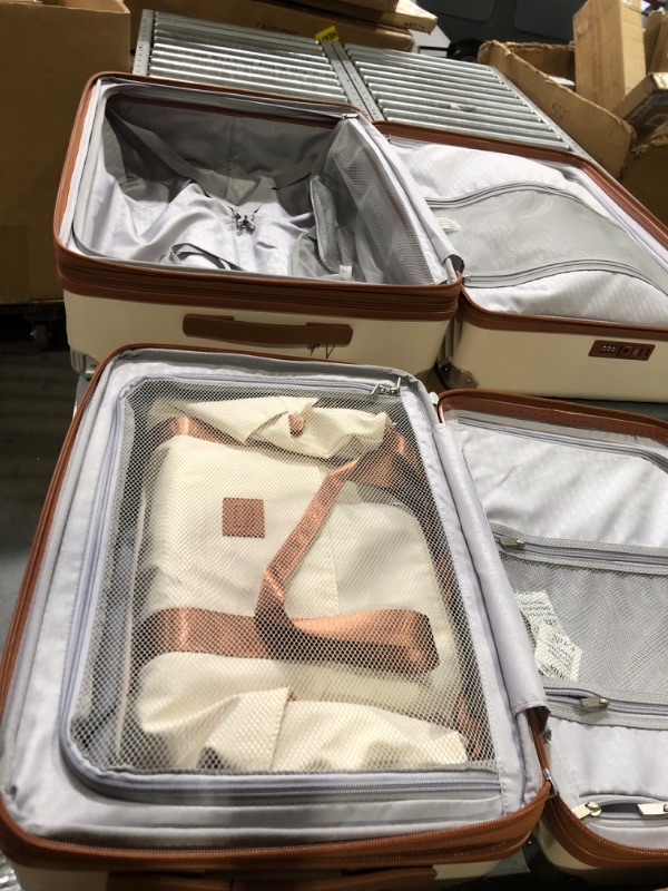 Photo 2 of LUGGEX Carry on Luggage Sets 4 Piece - 100% Polycarbonate Expandable Hard Suitcases with Wheels - Travel Luggage TSA Approve (Beige, 20/28/Duffle/Toiletry)
