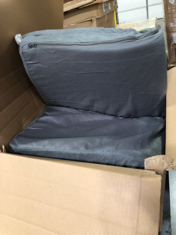 Photo 3 of Orthopedic Pet Bed Deluxe Plush L-Shaped Couch with Waterproof Lining Bolster Sleeping Sofa with Removable Washable Cover & Nonskid Bottom for Medium Dogs, Gray
