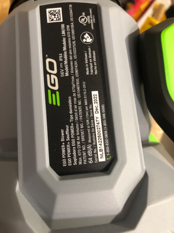 Photo 6 of ***NOT FUNCTIONAL - SEE COMMENTS***
EGO Power+ LB6700 670 CFM 180 MPH 56V Lithium-Ion Cordless Electric Variable-Speed Blower