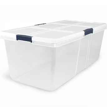 Photo 1 of ***NO LID JUST WHITE TOTE NON-REFUNDABLE****
Project Source X-large 25-Gallons (100-Quart) Clear, White Tote with Latching Lid
