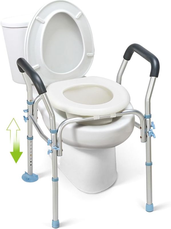 Photo 1 of *STOCK IMG AS REF* OasisSpace Stand Alone Raised Toilet Seat 300lbs - Medical Raised Commode Toilet with Splash Guard and Safety Frame