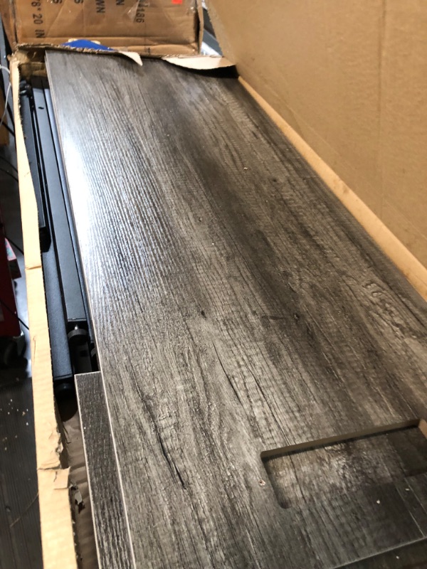 Photo 1 of Reversible L Shaped Gaming Desk with Power Outlets and USB Charging Ports, Sturdy Computer Desk with Storage Shelf, Modern Corner Desk Home Office Table, Easy to Assemble, Gray Oak L Shaped Desk Black Oak