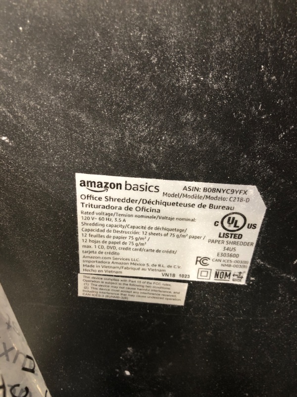 Photo 3 of Amazon Basics 12 Sheet Micro-Cut Paper,Credit Card and CD Shredder 