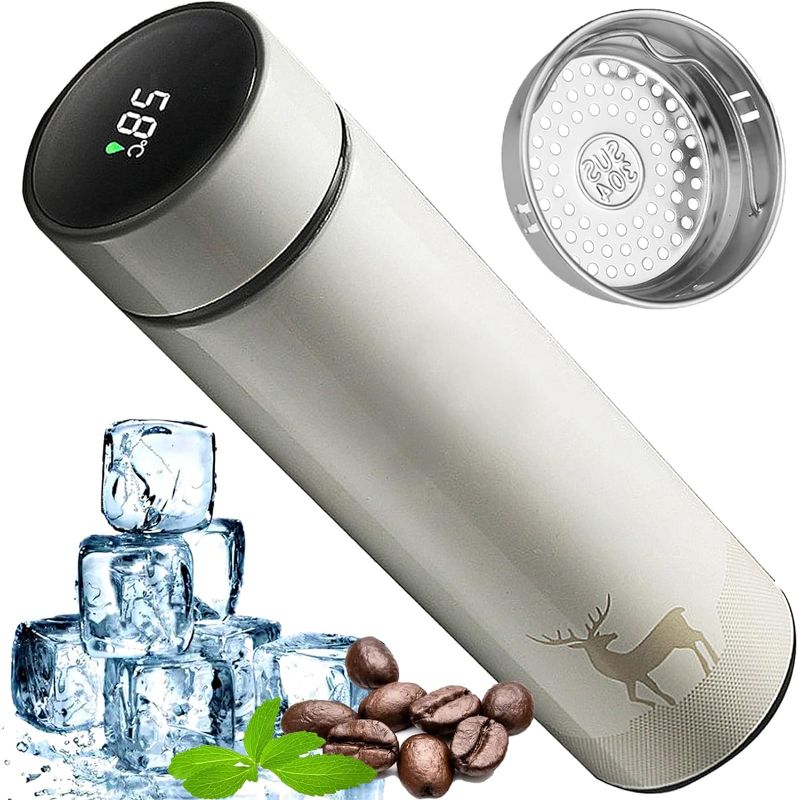 Photo 1 of Vacuum insulated stainless steel thermos cup 16 ounces- white