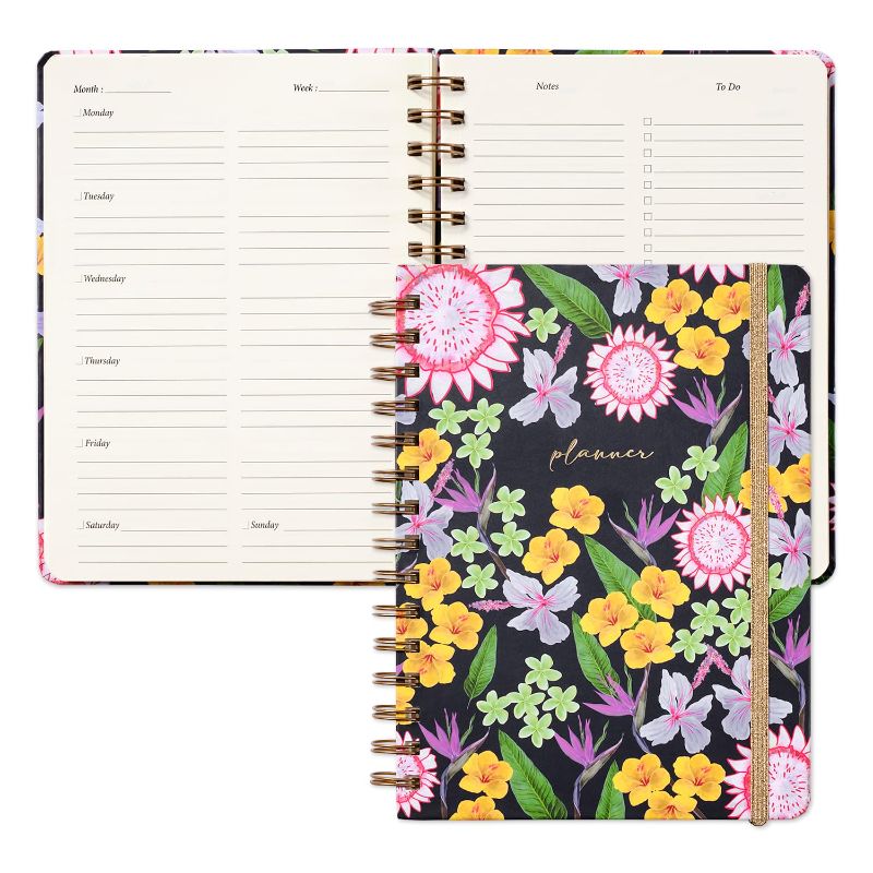 Photo 1 of Golden 4Rabbits Tropical Floral Undated Planner Notebook - Hardcover 