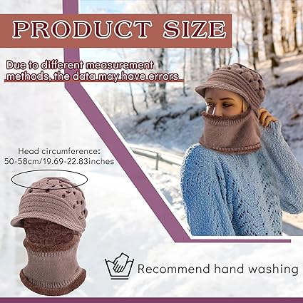 Photo 1 of **STOCK PHOTO FOR REFERENCE ONLY**
Winter Warm Women Beanie Knit Hats with Face Cove Soft Ear Protection (2pk)